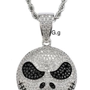 24” Rope Chain + Silver Finish Nightmare Pendant nightmare skeleton SEE VIDEO